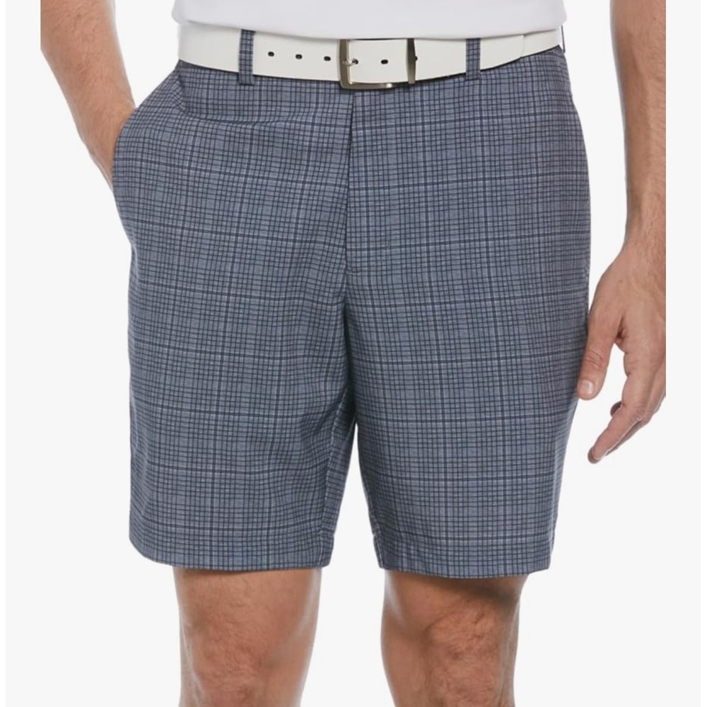 NIB Mens PGA Tour‎ Grey Check 38 8" Shorts Moisture Wicking Performance